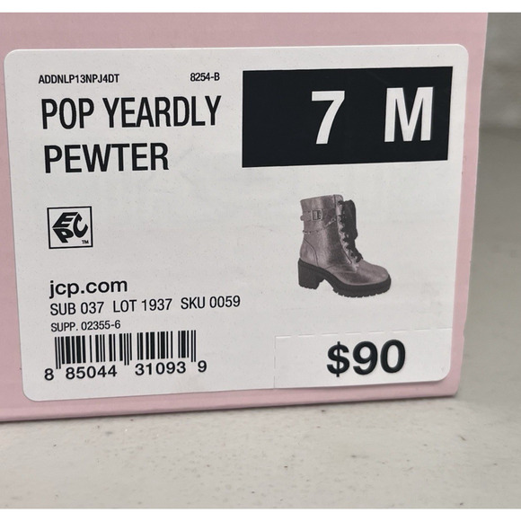 Pop Combat Boots Metallic Purple Lug Sole Heeled Lace Up Chain Punk Size 7 $90 - Picture 14 of 14